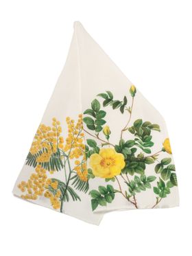 The Linoroom “Mimosa & Rose,” Pair of linen printed tea towels.