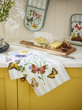 Ulster Weavers, "Butterfly Grove", Printed cotton tea towel.