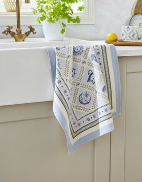 Ulster Weavers, "Coastal Treasures", Printed textured cotton tea towel.