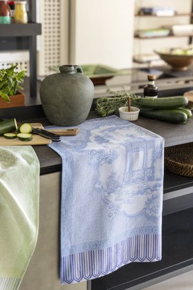 Jacquard Français "Promenade Imperiale" (Lapis), Woven cotton tea towel. Made in France.