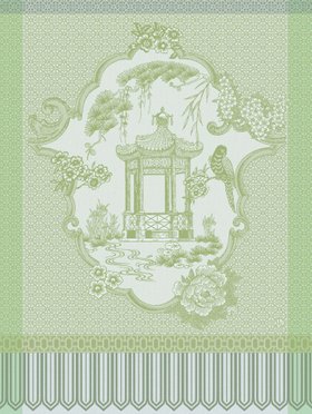Jacquard Français "Promenade Imperiale" (Jade), Woven cotton tea towel. Made in France.