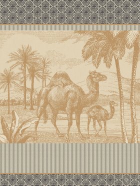 Jacquard Français "Dune Dromadaire" (Argan), Woven cotton tea towel. Made in France.