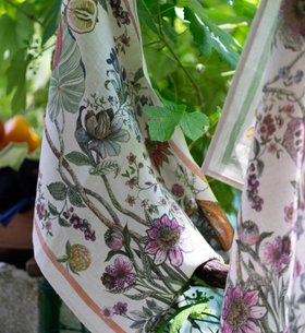 Linen Tea Towels "Biloba", Rosso & Verde