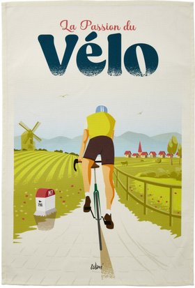 Coucke "WIM® Passion velo", Printed cotton tea towel. Designed in France.