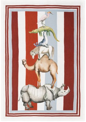 Tessitura Toscana Telerie, “Brema-Rino”, Pure linen printed tea towel.