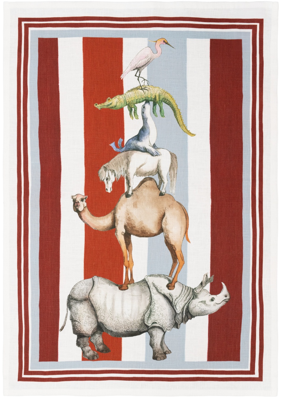 Tessitura Toscana Telerie, “Brema-Rino”, Pure linen printed tea towel.