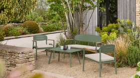 Hoxton 4 Seater Metal Garden Lounge Set - Sage Green