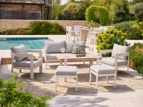 Camden 6 Seater Metal Casual Dining Set - Stone