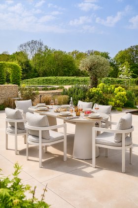 Camden 6 Seater Metal Garden Dining Set - Stone