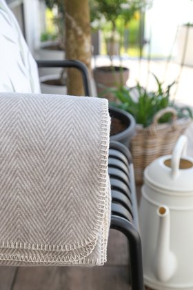 RIEMA Bio Baumwolldecke Sommer Fischgraet, beige, outdoor