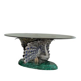Tavolo in malachite con pavoni 