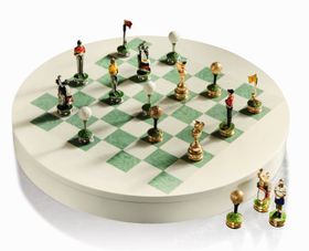 Scacchiera “Golf” in acero con scacchi in ottone