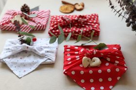 Post Box Red Christmas Cotton Gift Wraps