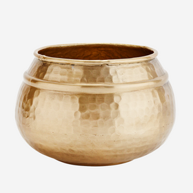 Hammered Brass Flower Pot