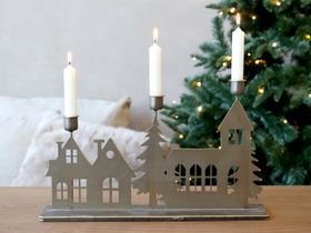 Christmas Village Candlestick Holder