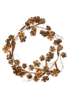 Bronzed Delicate Flower Wreath with Clear Berries