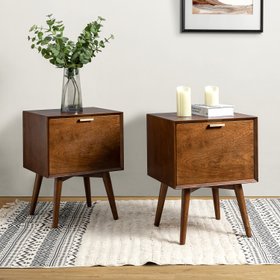 Lilibeth Hidden Drawer Design Bedside Table With Charging Station (Set of 2)
