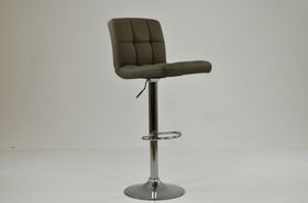 Cuban Bar Stool Taupe Leather & Chrome Base