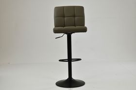 Troy Bar Stool Taupe Leather & Black Base