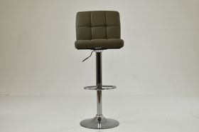 Cuban Bar Stool Taupe Leather & Chrome Base