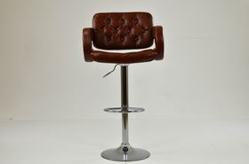 Chase Bar Stool Tan Brown Leather & Chrome Base