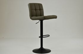 Troy Bar Stool Taupe Leather & Black Base