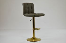 Ulpha Bar Stool Taupe Leather & Gold Base