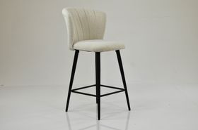 Dove Bar Stool Cream Boucle Fabric & Black Leg