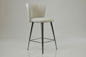 Dove Bar Stool Cream Boucle Fabric & Chrome Leg