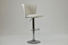 Harlem Bar Stool Cream Boucle Fabric & Chrome Base
