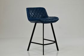 Franz Bar Stool Blue Leather & Black Leg 65cm