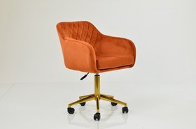 Langham Office Chair Burnt Orange Velvet & Gold