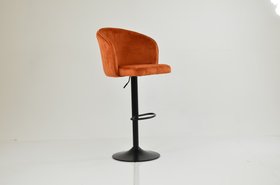 Franklin Bar Stool Burnt Orange Velvet & Black Base