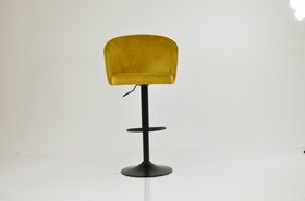 Franklin Bar Stool Yellow Velvet & Black Base
