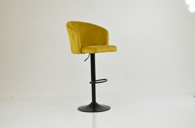 Franklin Bar Stool Yellow Velvet & Black Base