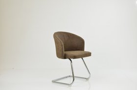 Flek Dining Chair Aged Brown Leather & Chrome