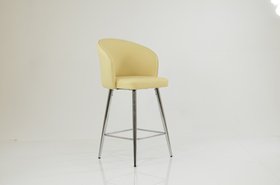 Novara Bar Stool Cream Leather & Chrome Base