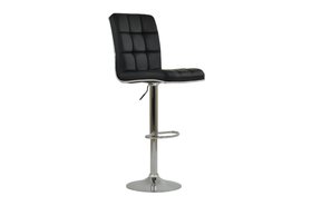 Atlanta Bar Stool Black Leather & Chrome Base