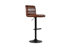 Aspen Bar Stool Vintage Tan Brown Leather & Black Base