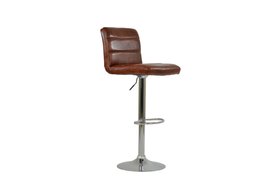 Adriatic Bar Stool Vintage Tan Brown Leather & Chrome Base