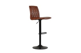 Ares Bar Stool Vintage Tan Brown Leather & Black Base