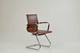 Howden Office Chair Vintage Tan Brown Faux Leather & Chrome