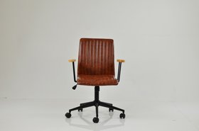Folix Office Chair Vintage Tan Brown Faux Leather & Black