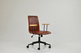 Folix Office Chair Vintage Tan Brown Faux Leather & Black