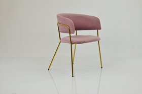 Texel Dining Chair Pink Velvet & Gold