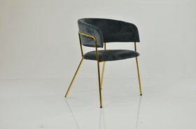 Texel Dining Chair Dark Grey Velvet & Gold