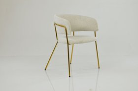 Texel Dining Chair Cream Boucle Fabric & Gold
