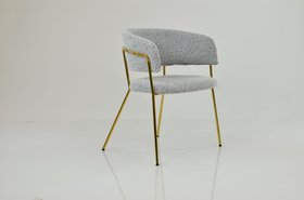 Texel Dining Chair Grey Boucle Fabric & Gold