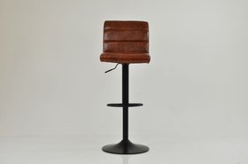 Aspen Bar Stool Vintage Tan Brown Leather & Black Base