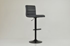 Aspen Bar Stool Dark Grey Leather & Black Base